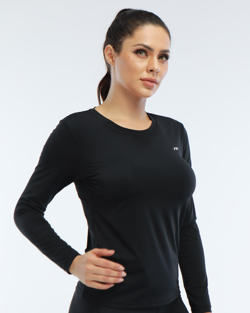 Naisten premium long sleeve Kristalli Sport, black