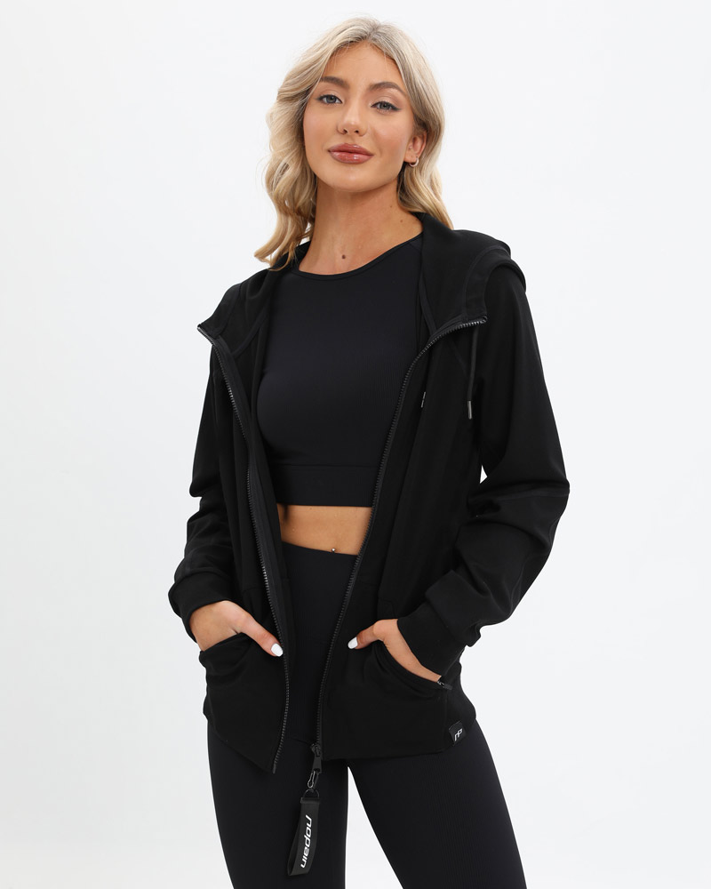 Women's premium training hoodie World Pull-Up organization, black