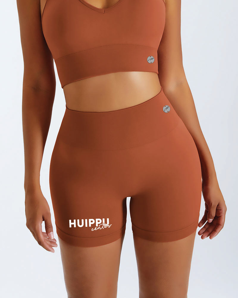 Naisten gym shorts Huippu Center, khaki