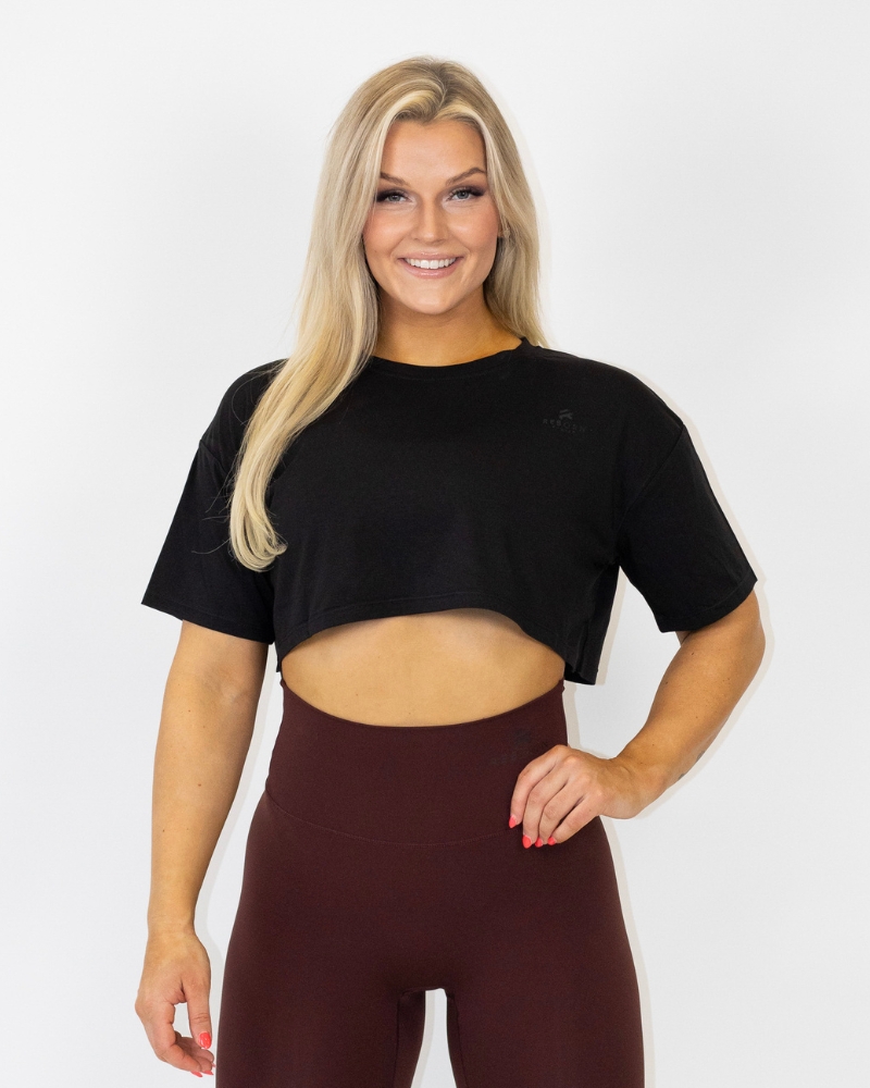 Naisten recycled crop tee CF Lahti, black