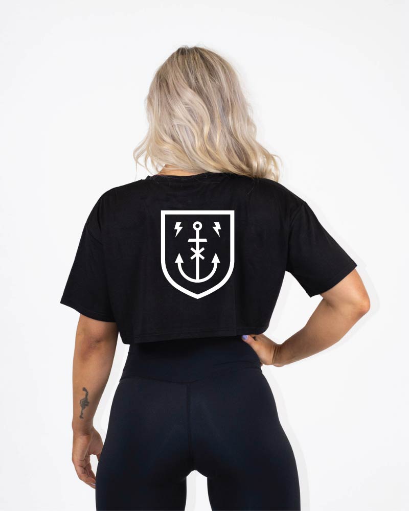 Naisten recycled crop tee CF Kuopio, black