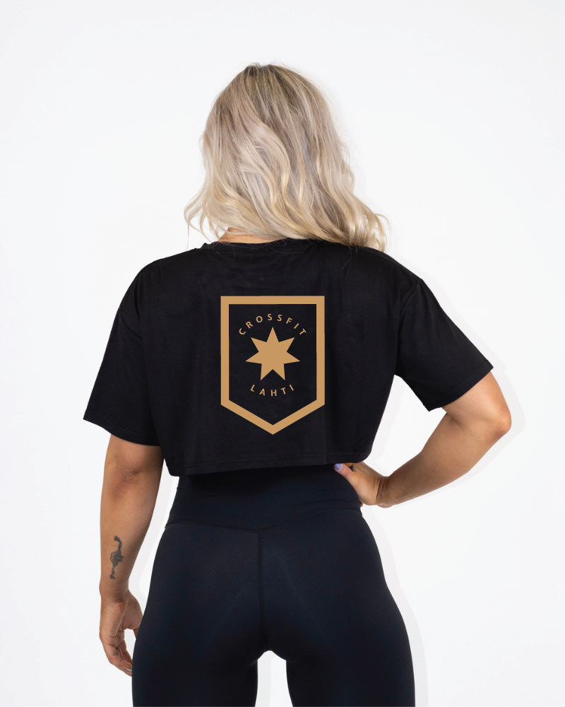 Naisten recycled crop tee CF Lahti, black