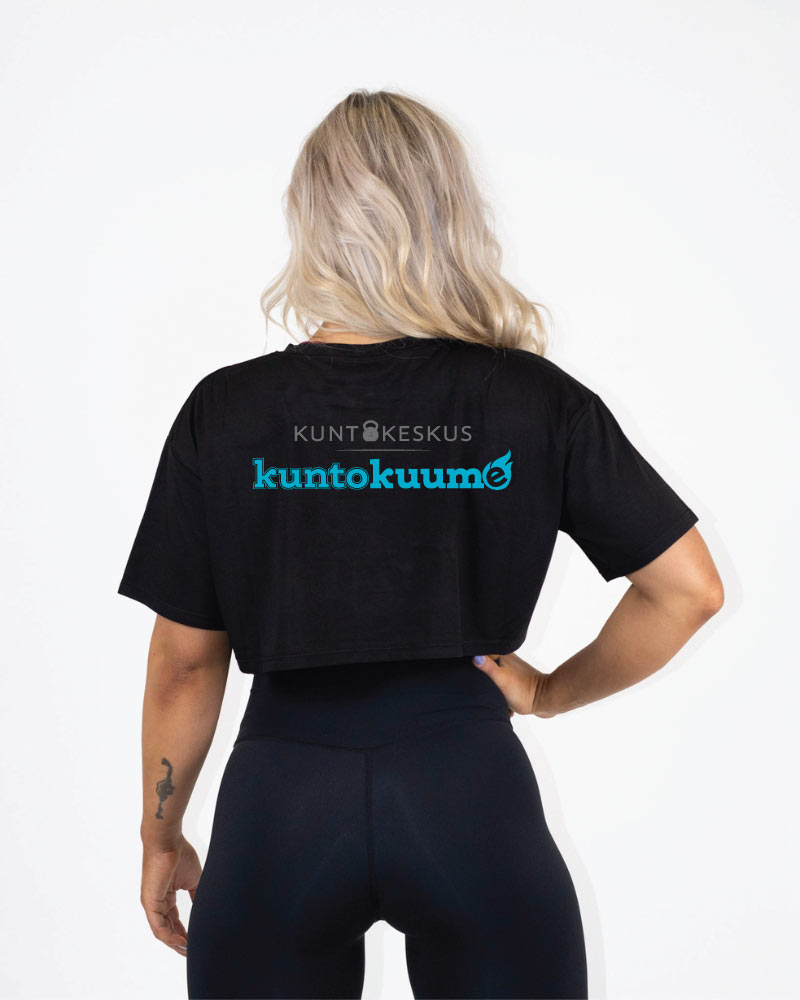 Naisten recycled crop tee Kuntokuume, black