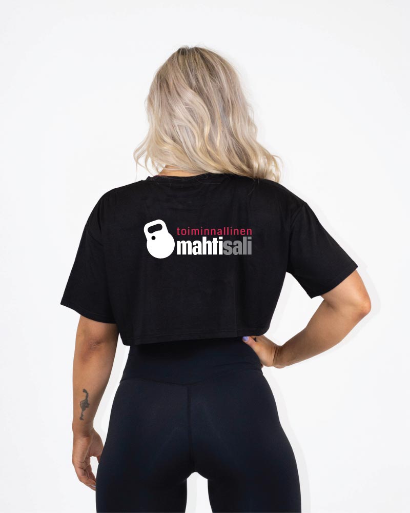 Naisten recycled crop tee Mahtisali, black