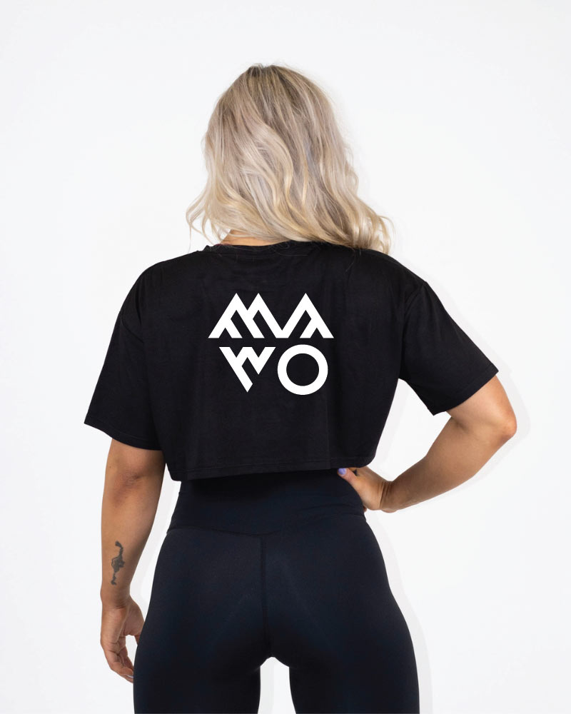 Naisten recycled crop tee Voimakellari, black