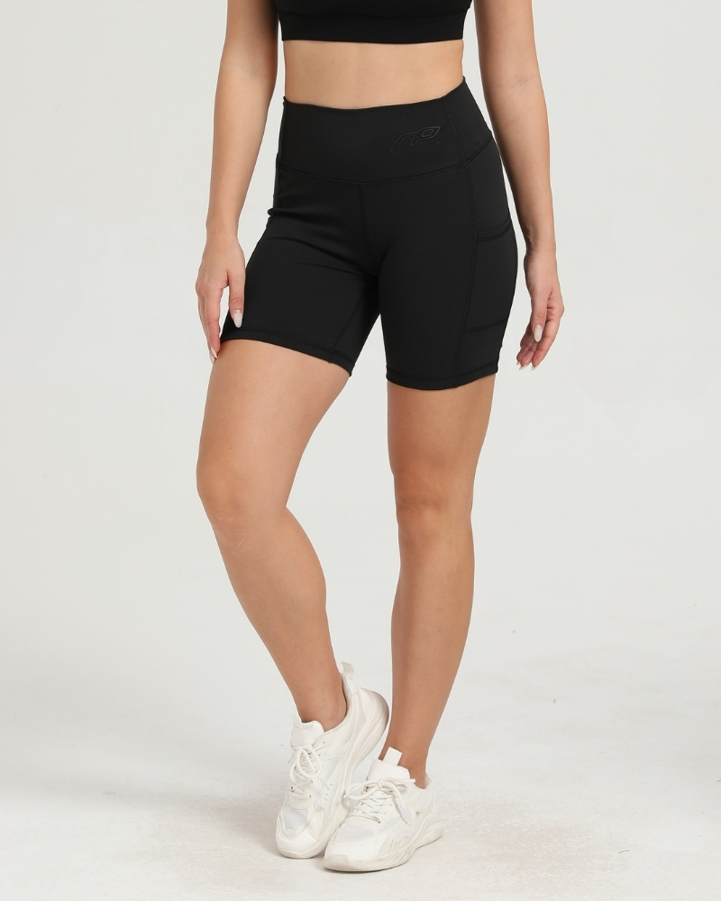 Naisten Double Pocket Biker Shortsit – black