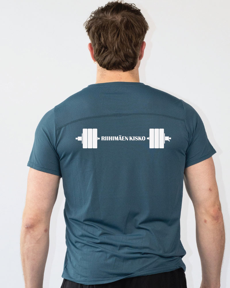 Miesten ultrakevyt workout shirt Riihimäen Kisko, sinivihreä