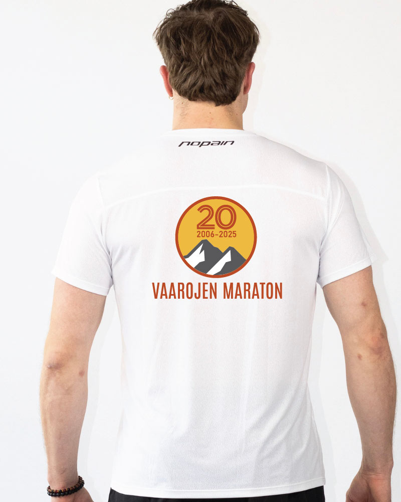 Miesten ultrakevyt workout shirt Vaarojen Maraton, white