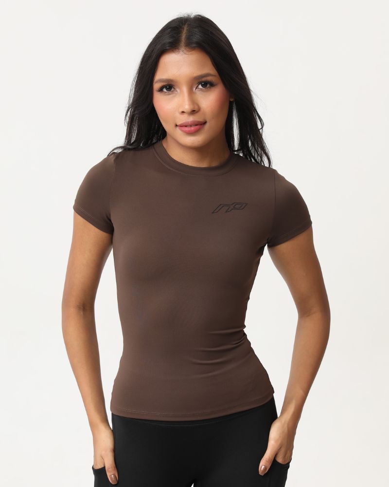 Naisten training tee, dark coffee