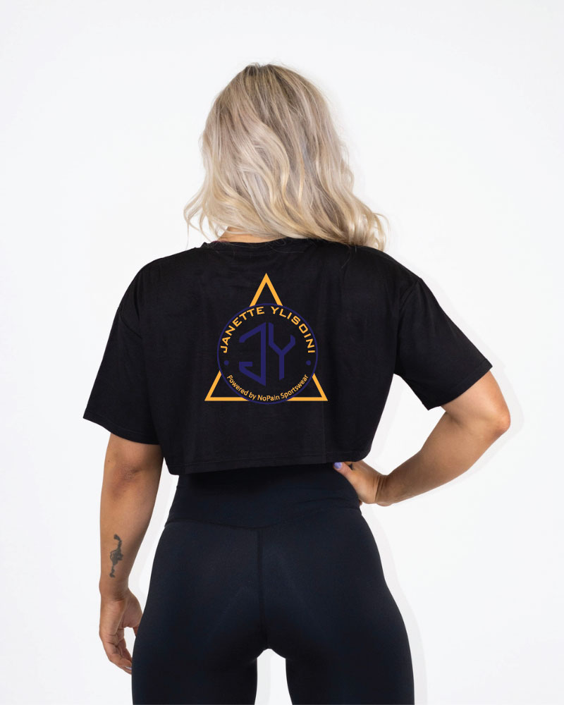 Naisten recycled crop tee Janette Ylisoini, black